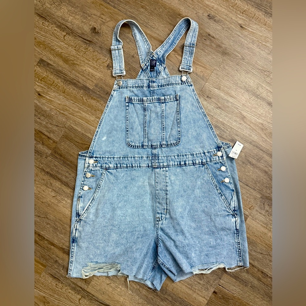 GAP Light Wash Denim Short Overalls